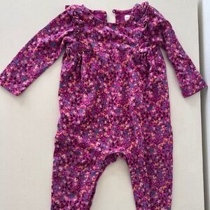 Tea Collection floral pink long sleeve romper 9-12 months